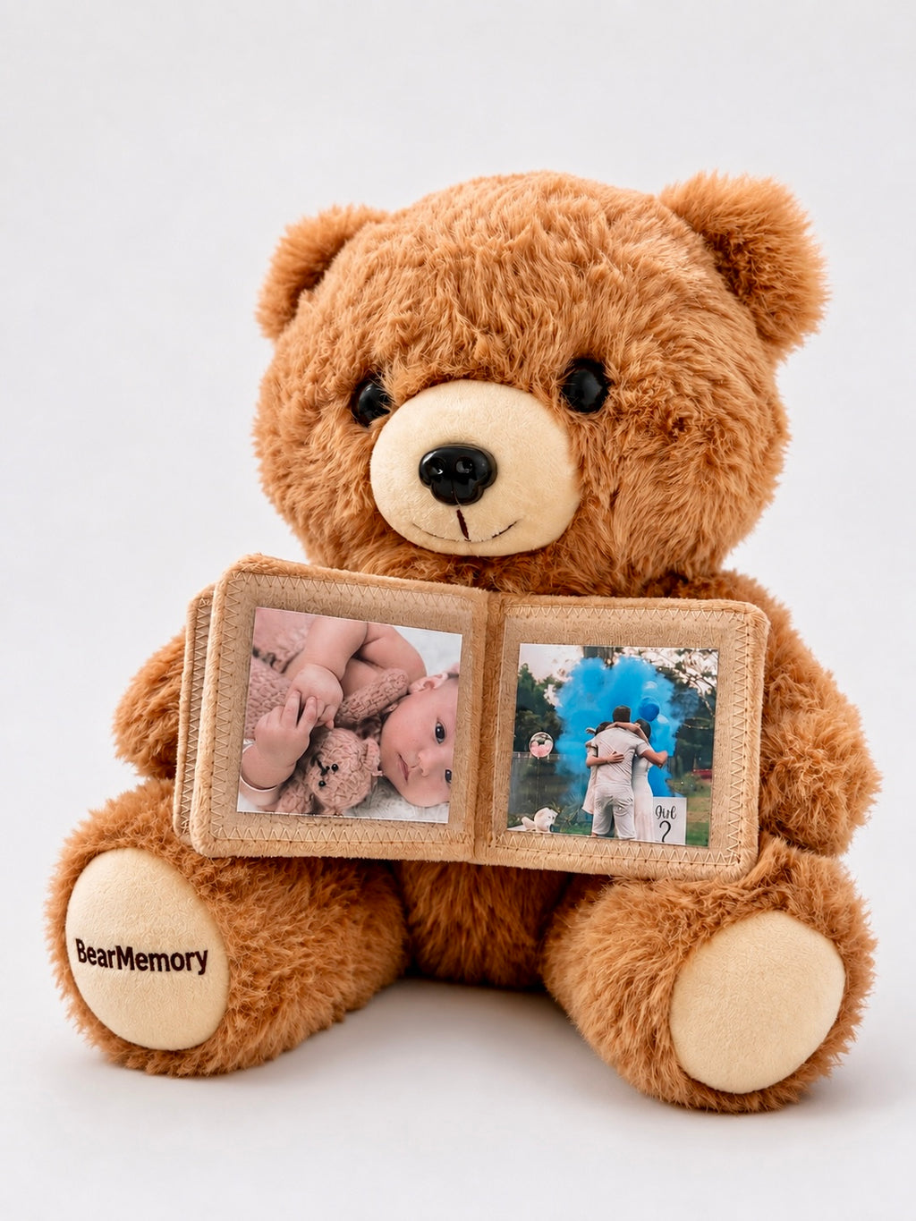 Memory Bear met fotoboekje met eigen foto's